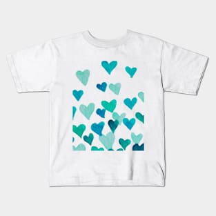 Valentine’s Day Watercolor Hearts – turquoise Kids T-Shirt